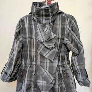 G.E.T Plaid Jacket Coat Women’s Layered Ruffle Waterproof Size S